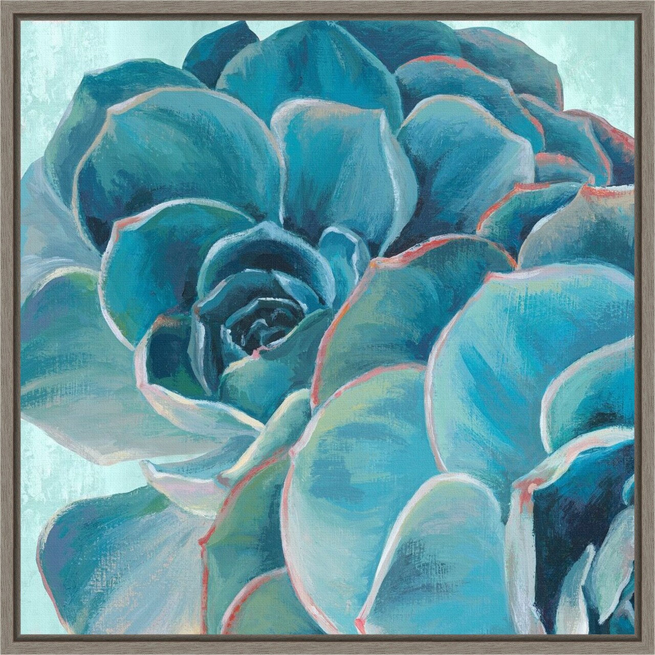 Grasping I (Succulent) by Eva Watts 16-in. W x 16-in. H. Canvas Wall Art Print Framed in Grey